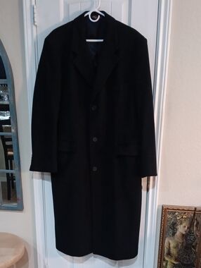 VTG Brooks Brothers Charcoal Wool Overcoat 40L Made in USA Full Length Top Coat